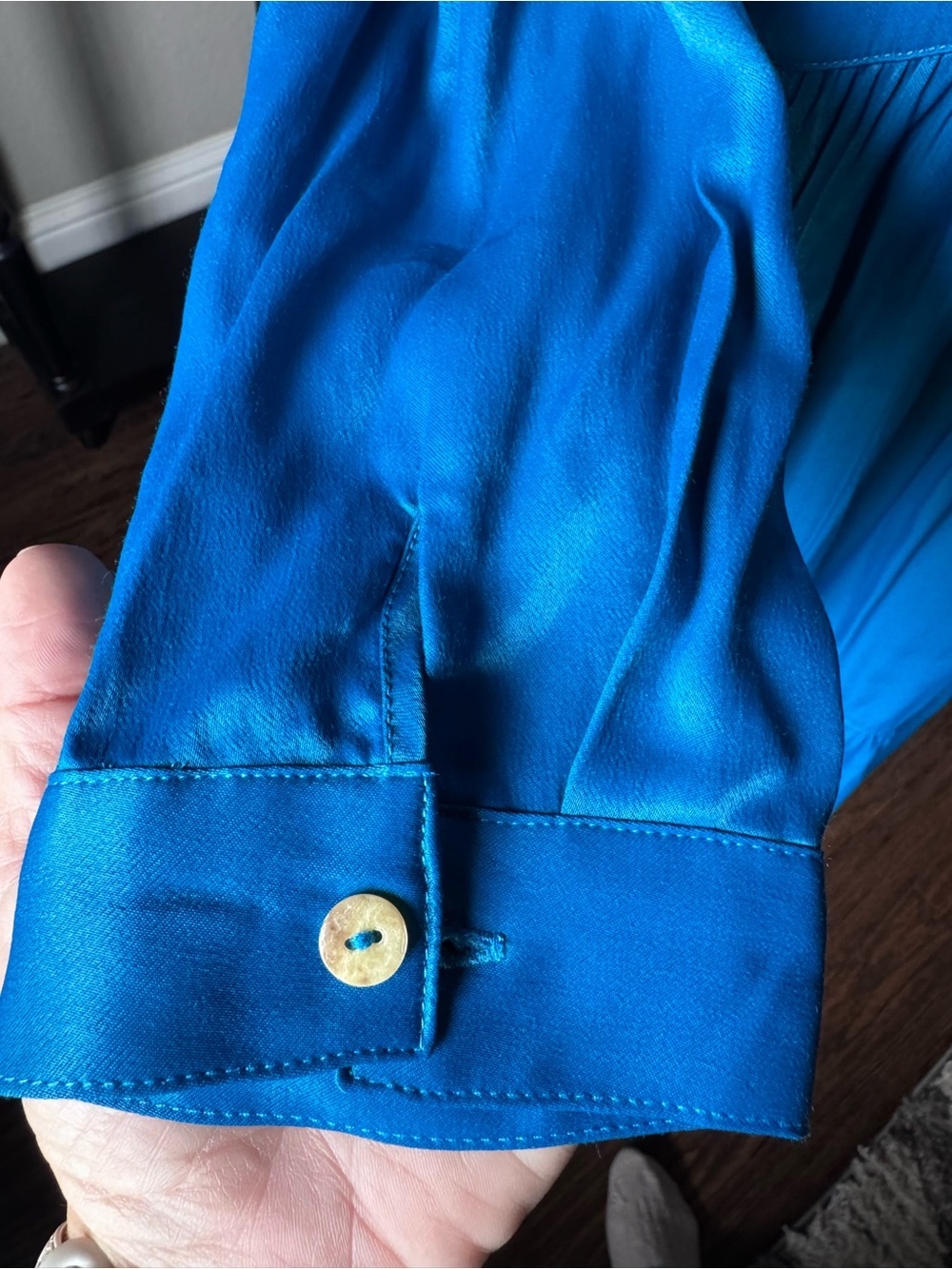 Johnny Was Calmé NWOT Blue Tiered Midi Dress M 100% Viscose Boho Long Sleeve - Picture 6 of 9